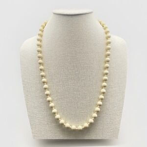 Vintage Creamy Beaded Necklace Single Strand Faux Pearl Jewelry
